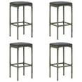 thumbnail image 1 of vidaXL Bar Stools with Cushions 4 pcs Grey Poly Rattan, 1 of 5