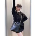 thumbnail image 3 of Bolso de compras vintage de alta gama con forma de cubo, de gran capacidad, con correa de cadena de metal para el hombro, bolso cruzado de un solo hombro a la moda, 3 of 5