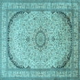 thumbnail image 1 of Ahgly Company Indoor Square Medallion Light Blue Traditional Area Rugs, 3' Square, 1 of 4