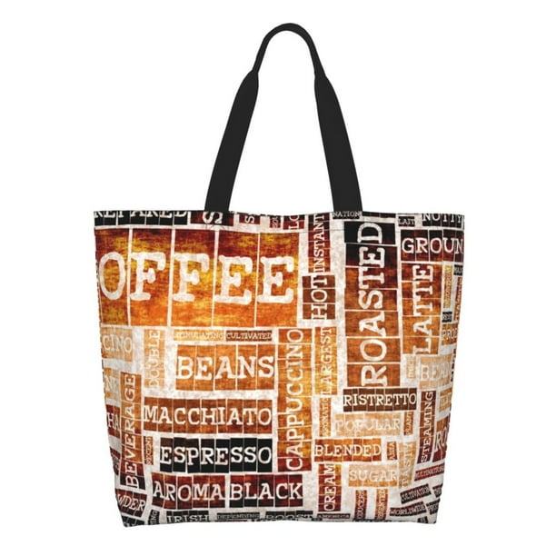 Easygdp Hand Drawn Vintage Coffee Bolsas Tote para Mujer, Bolsos de Hombro para Viaje, Bolsos de Mano de Gran Capacidad para Compras y Trabajo
