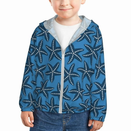 

Sun Hoodie for Kids colours Starfish Long Sleeve Swim Fishing Shirts Sun Protection Zip Up Jacket Clothing Athletic Hoodie