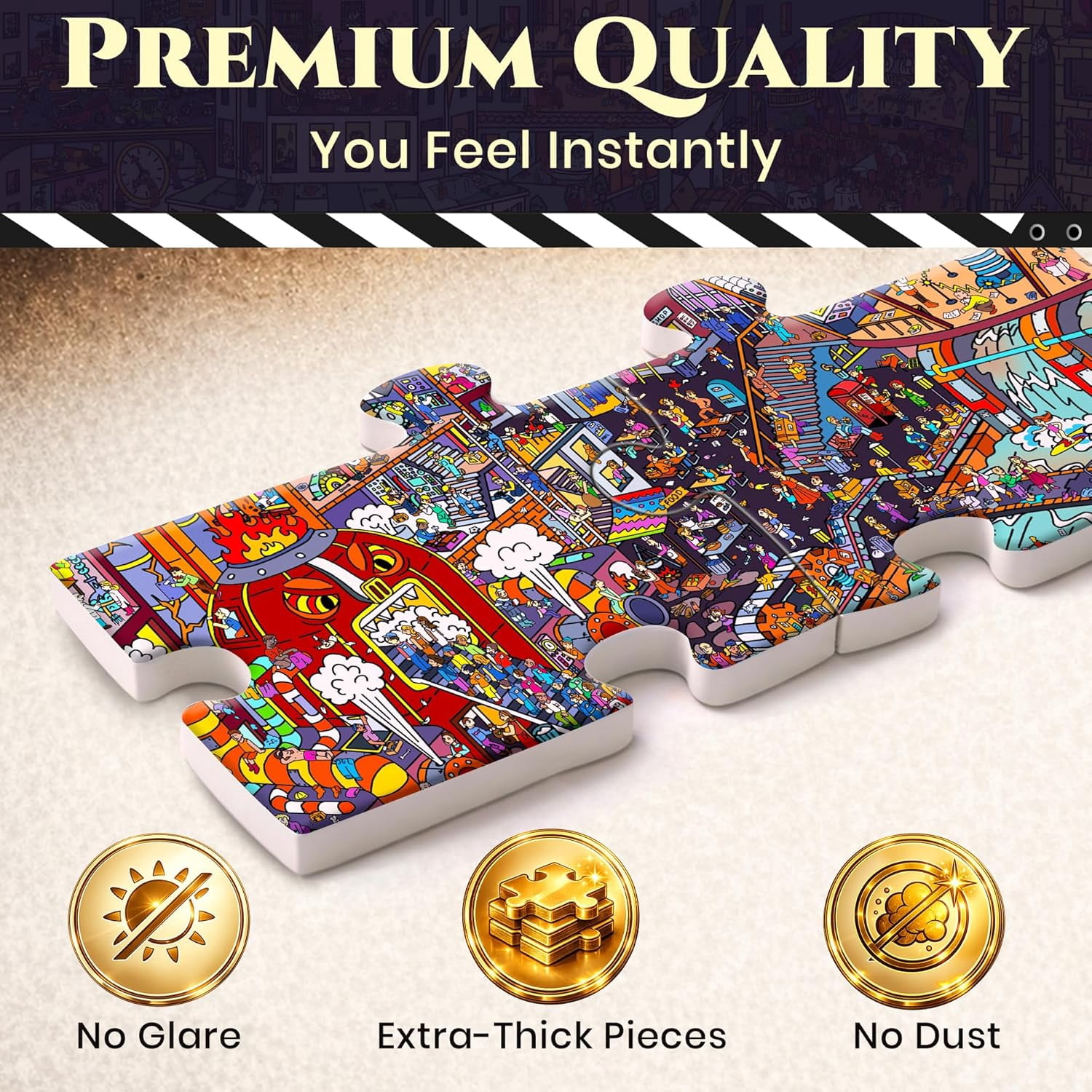 Quokka 1000 Piece Puzzle for Adults – Metropolis 1927 Sci-Fi Inspired Jigsaw - 147 Hidden Mysteries, 2 Secret Envelopes for Extended Immersive Experience