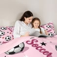 thumbnail image 4 of Erosebridal Girls Sport Soccer Full Size Comforter Sets 3 Pieces,Ball Gamer Bedding Sets for Kids Teens,Pink Reversible,Lightweight Room Decor, 4 of 6