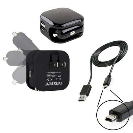 3in1 dual mini wall outlet & car charger double USB power ports & sized pocket for travel 2.1 Amp 11W with USB charge cable designed for the Garmin Montana 600 650 650t