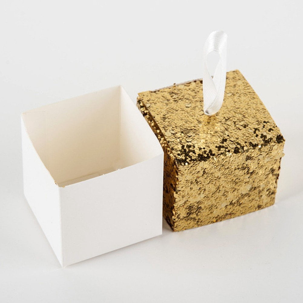 Vjnyvs Sparkle Sequin Paper Candy Box 50Pcs/Set Sweet Wedding Favour Boxes Glitter Party Gift Box Creative Wedding Candy Box Supplies