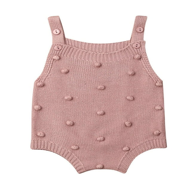 Newborn Baby Boy Girl Sleeveless Knit Bodysuit Solid Color Button Jumpsuit Warm Clothes