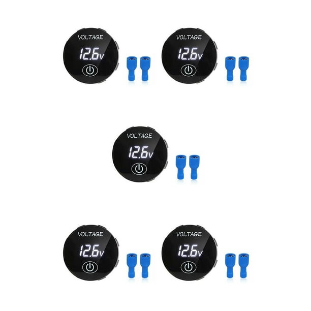 Speravity DC 5V-48V Voltímetro de motocicleta Pantalla digital LED Medidor de voltaje de automóvil Control táctil IP65 Camión impermeable Automóvil Blanco 5piezas Speravity CBP235914