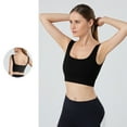 thumbnail image 2 of IWRICH Women's U Back Sports Bra Scoop Neck Padded Low Impact Yoga Clothes Workout Crop Top with Built in Pads Black M, 2 of 6