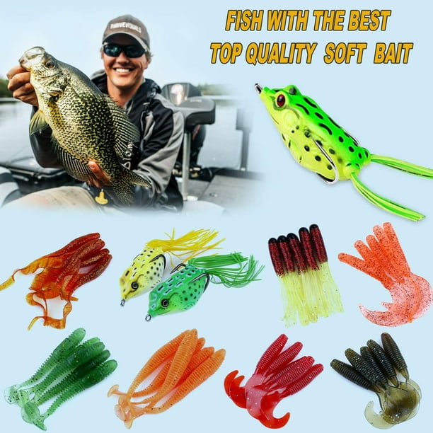 PLUSINNO Fishing Lures Baits Tackle Including Crankbaits, Spinnerbaits,  Worms, Jigs, Topwater Lures, Tackle Box 