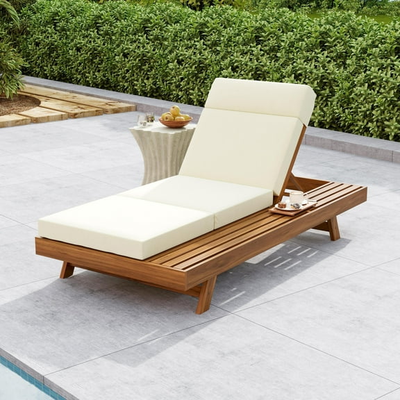 Christopher Knight Home Patio Chaise Lounge with Quad-Folding Cushion, Adjustable 4-Position Backrest, Beige
