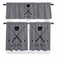 thumbnail image 2 of Kitchen Window Curtains Valance and Tier Set, Sports Hockey Black Art Rod Pocket Tier Curtain Valance Set, Retro Gray Texture Light Filtering Cafe Curtains for Bedroom Living Room, 2 of 9