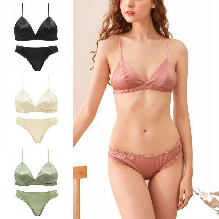 Women's Bra and Panties Underwear Set, Comfort Soft 3/4 Triangle
