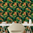 thumbnail image 2 of Ambesonne Exotics Peel & Stick Wallpaper for Home, Urban Jungle Falling Leaves, 13"x100", Salmon Fern Green Black, 2 of 5
