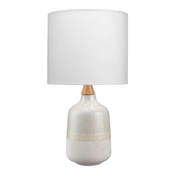 Eden Home Coastal Ceramic and Rubber Wood Table Lamp in Cream/Light Blue
