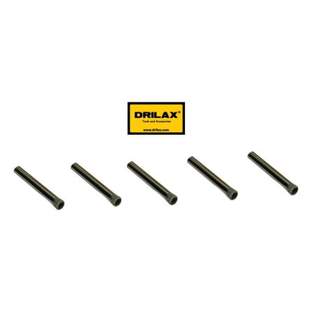 Bulk Package Set of 5 Drilax Diamond Coated Drill Bit Hole Saw Size 1/4 inch in Inch Glass Marble Granite Ceramic Porcelain Tiles Bottles Fish Tanks Stones Rocks Gems DIY Kitchen Bathroom Ren