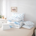 thumbnail image 6 of Erosebridal Blue Ribbon Bowknot Kids 7pcs Bedding Comforter Set,Kawaii Bowtie Cute Geometric Rhombus Queen Bedding Sets For Girls,Reversible, 6 of 7