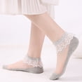 thumbnail image 5 of CUZIBR Socks For Women Ballet Dress Ankle Socks Lace Ruffles Solid Short Stockings Splice Transparent Boat Socks Breathable Lightweight Footwear,Grey,One Size, 5 of 5