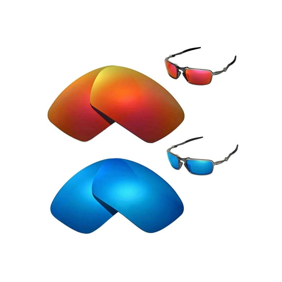 Walleva Polarized Ice Blue   Fire Red Replacement Lenses For Oakley Badman Sunglasses