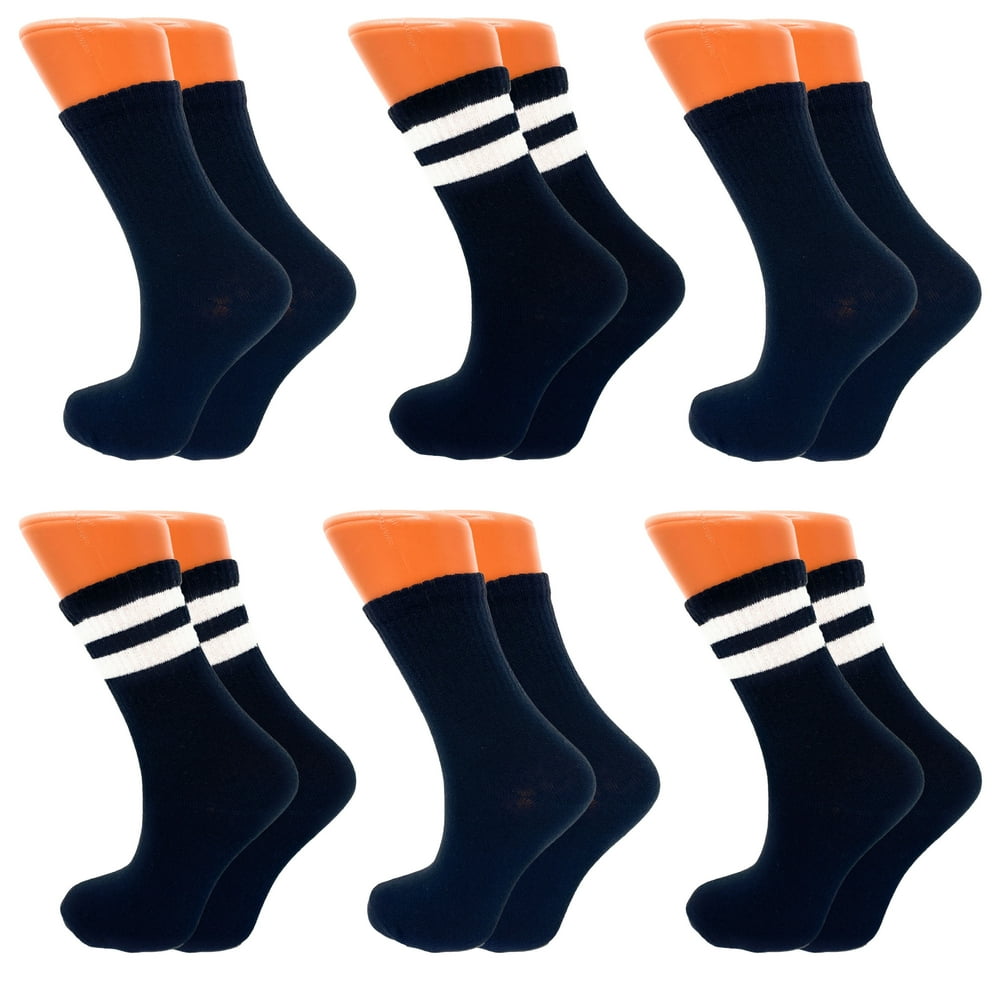 AWS/American Made Tennis Crew Socks for Women 6 PAIRS Cotton Extra Thin White Socks STYLE 5