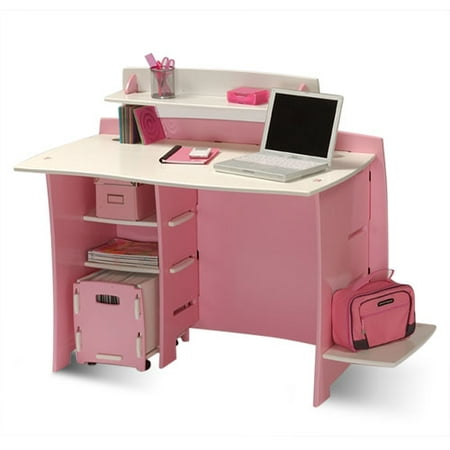No Tools Assembly Desk Pink And White Walmart Com