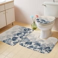 thumbnail image 4 of Gradient Gary Blue Bathroom Rugs Set Modern Abstract Art Watercolor Blue Forest Tree Linen Non Slip Absorbent Bath Mats 3 Piece Set with Bathroom Rug, U-Shaped Floor Mat, Toilet Seat Cover Large Size, 4 of 9