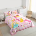 thumbnail image 3 of Homewish Kawaii Pink Unicorn Bedding Comforter Set for Kids, Fairy Tale Princess Twin Comforter Sets, Cute Stars Love Heart Reversible Bedding Set, Microfiber Bedroom Decor, 2-Piece, 3 of 8