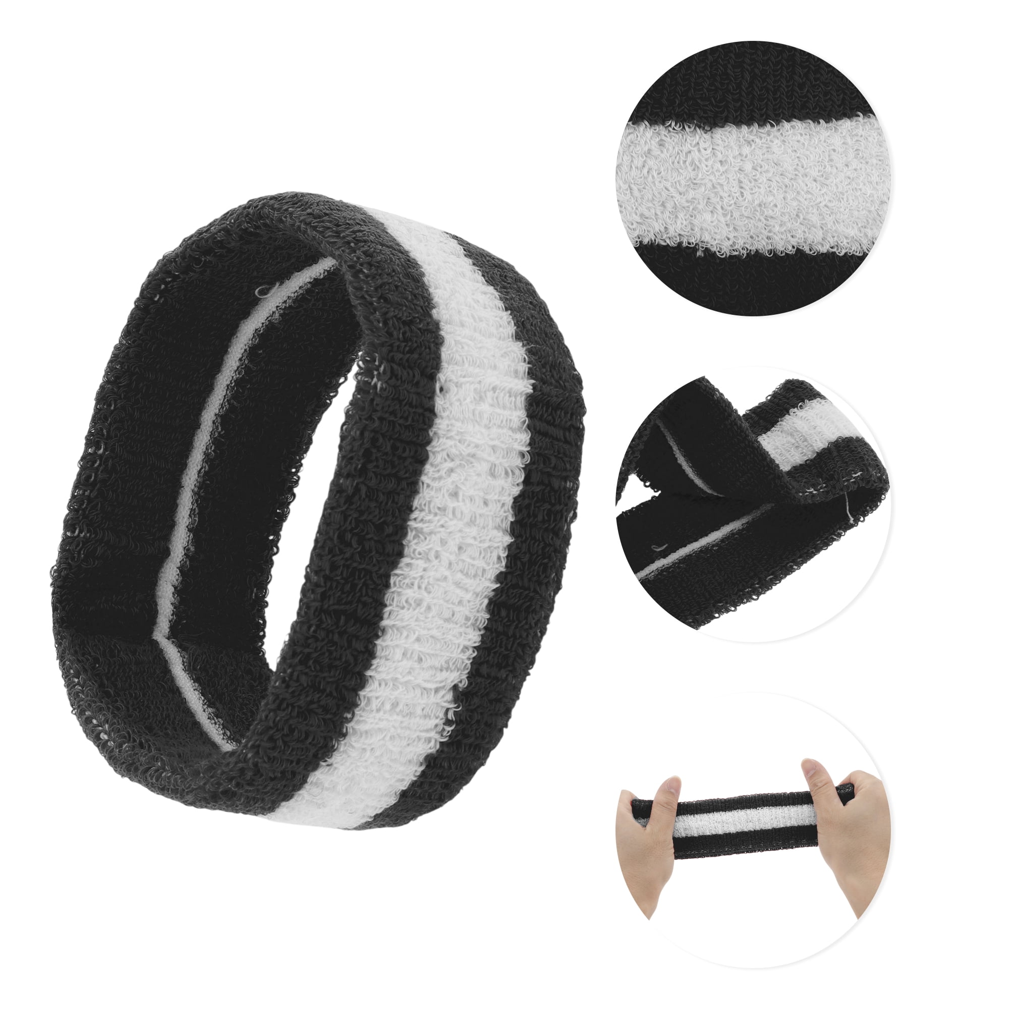 Unique Bargains 3Pcs Headband with Wristband Sweat Headband Black White