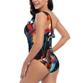 thumbnail image 4 of Pofeuu Rock Skull Singer Print Women's One Piece Swimsuits One Shoulder Swimwear Asymmetric Ruffle Monokinis Bathing Suits-XX-Large, 4 of 6