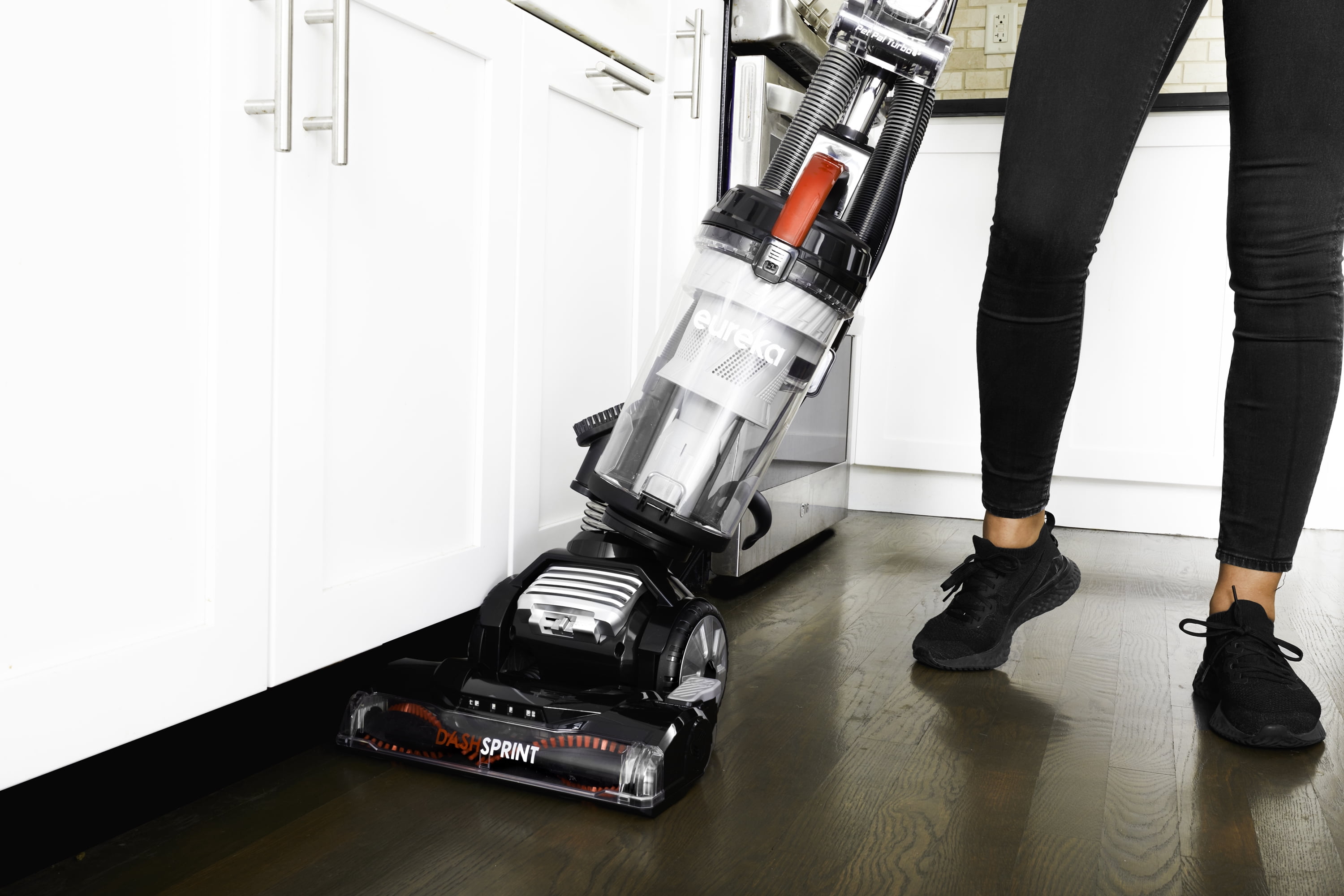 Eureka Dash-Sprint Upright Vacuum, Dual Motor, Lightweight, Pet Turbo, LED Headlights, Black and Red, NEU610