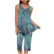 thumbnail image 1 of Conjunto de Verano para las Mujeres Casual Impreso sin Mangas Cuello Redondo Y Pantalones Recortados de Dos Piezas, 1 of 9