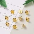 thumbnail image 5 of 60Pcs Golden Brass Blank Round Bezel Tray Cabochon Setting Post Stud Earrings 10mm Inner Diameter, 5 of 5
