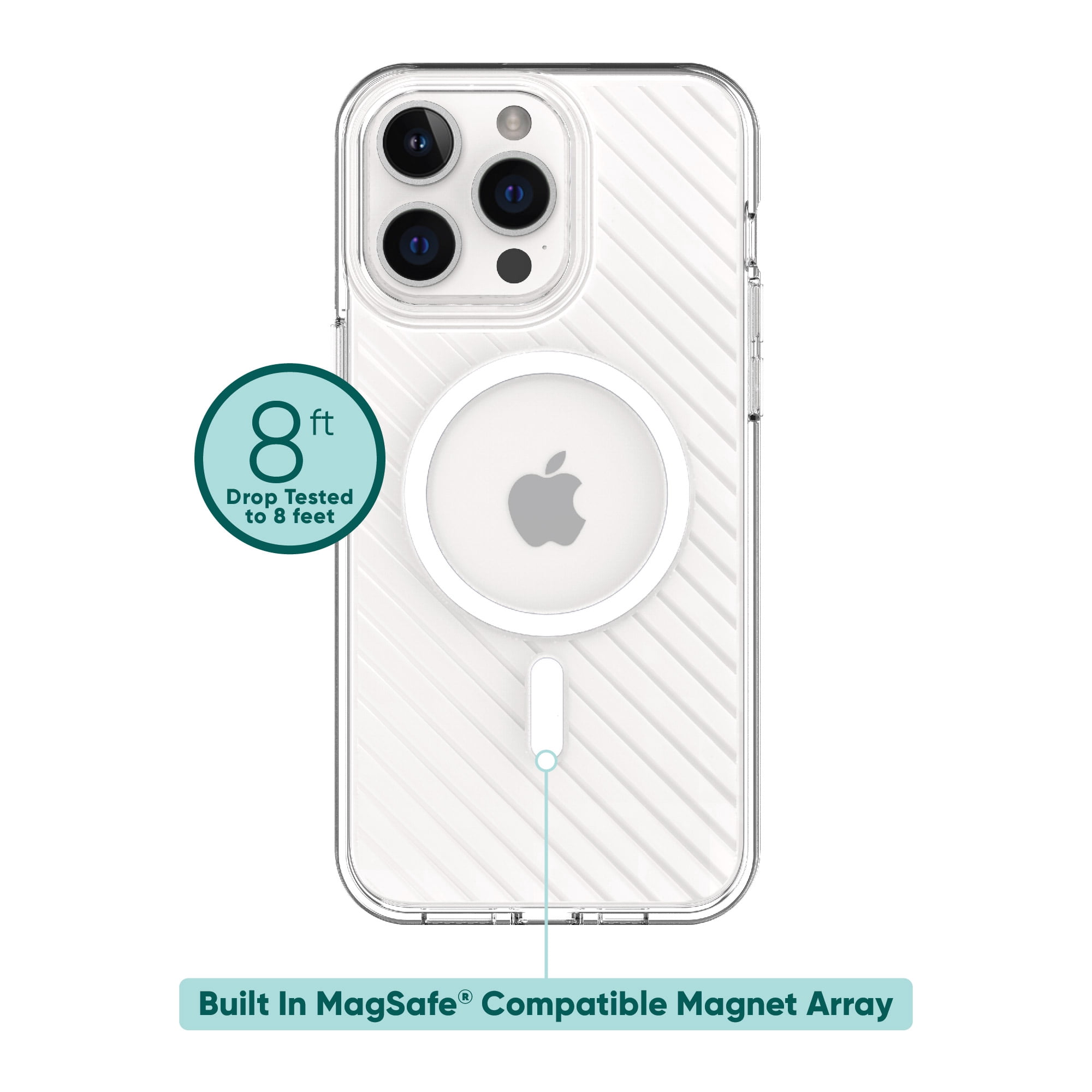 onn. MagSafe Compatible Gel Phone Case for iPhone 15 Pro Max, Clear