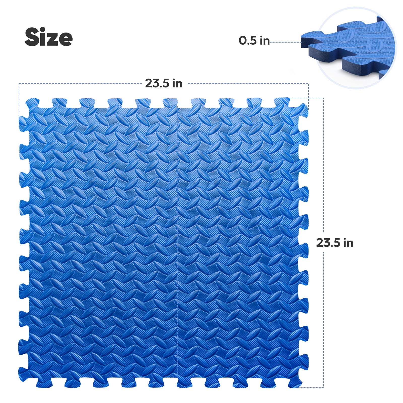 Home Gym Mat, Puzzle Exercise Mat, EVA Interlocking Foam Floor Tiles for Home Workout Equipment and Kids' Play Areas - Blue, 24 in x 24 in x ½ in - 32 Tiles