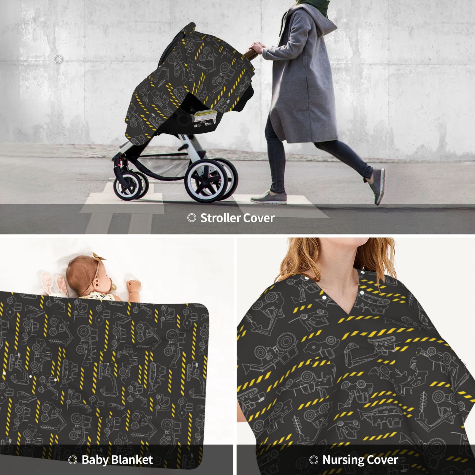Car Seat Cover Baby - retro excavator Breathable Infant Car Seat Cover for Baby Carseat, Lightweight Comfort Baby Essentials Must Haves Newborn Stuff for Girl Boy
