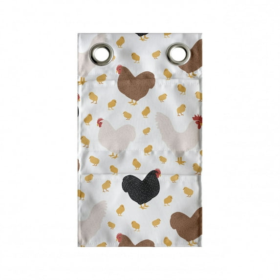 Hen and Chicks Hanging Pocket Organizer, Farm Themed Continuous Pattern with Cartoon Domestic Birds and, Printed Polyester Storage Bag with Pockets, 9" x 27", Multicolor