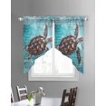 thumbnail image 3 of Coastal Sea Turtle Swag Valances for Windows, Blue Nautical Summer Beach Vintage Rod Pocket Sheer Valances for Small Windows, Swag Toppers Light Filtering for Kitchen Living Room 2 Panels 36''x36'', 3 of 6