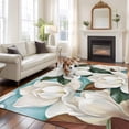 thumbnail image 2 of Magnolia Blossom Area Rugs 8'x10', Small Throw Rugs for Living Room Patio, Spring White Floral Flowers Farmhouse Green Indoor Outdoor Rug Non-Slip Low Pile Carpet Runner Reversible Floor Mats, 2 of 8