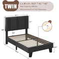 thumbnail image 2 of Virans Twin Size Bed Frame, Linen Platform Bed Frame with Upholstered Headboard,Sturdy Solid Wood Slats Support,Noise Free,No Box Spring, Easy to Assemble - Dark Gray, 2 of 8