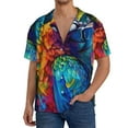 thumbnail image 3 of Haiem Colorful Parrot Jungle Dream Men's Casual Shirts Short Sleeve Button Down Shirts Fashion Textured Summer Beach Shirt-Small, 3 of 7