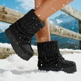 thumbnail image 4 of GJPBGK Women’s Warm Fuzzy Knit Mid-Calf Winter Snow Boots Cozy Outdoor Footwear Platform Flat Comfort Outdoor Winter Fashion Boots, 4 of 8