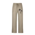 thumbnail image 3 of Penkiiy Mens Cotton Linen Drawstring Pants Yoga Running Sports Pants Elastic Waist Casual Jogger Wide Leg Breathable Stretchy L Beige, 3 of 4