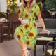 thumbnail image 3 of Easygdp Sunflower Leaves para Vestido Transpirable de Mujer, Vestido Suelto de Manga Corta con Pliegues y Bolsillos para el Verano, 3 of 6