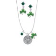 thumbnail image 1 of Delight Jewelry Silvertone Owl - Round Seal Green Shamrock Necklace and Clover Earrings Jewelry Set, 1 of 5
