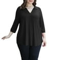 thumbnail image 4 of Traleubie Women's Plus Size Shirts 3/4 Sleeve Floral Print Blouses V Neck Tunic Tops, 4 of 8
