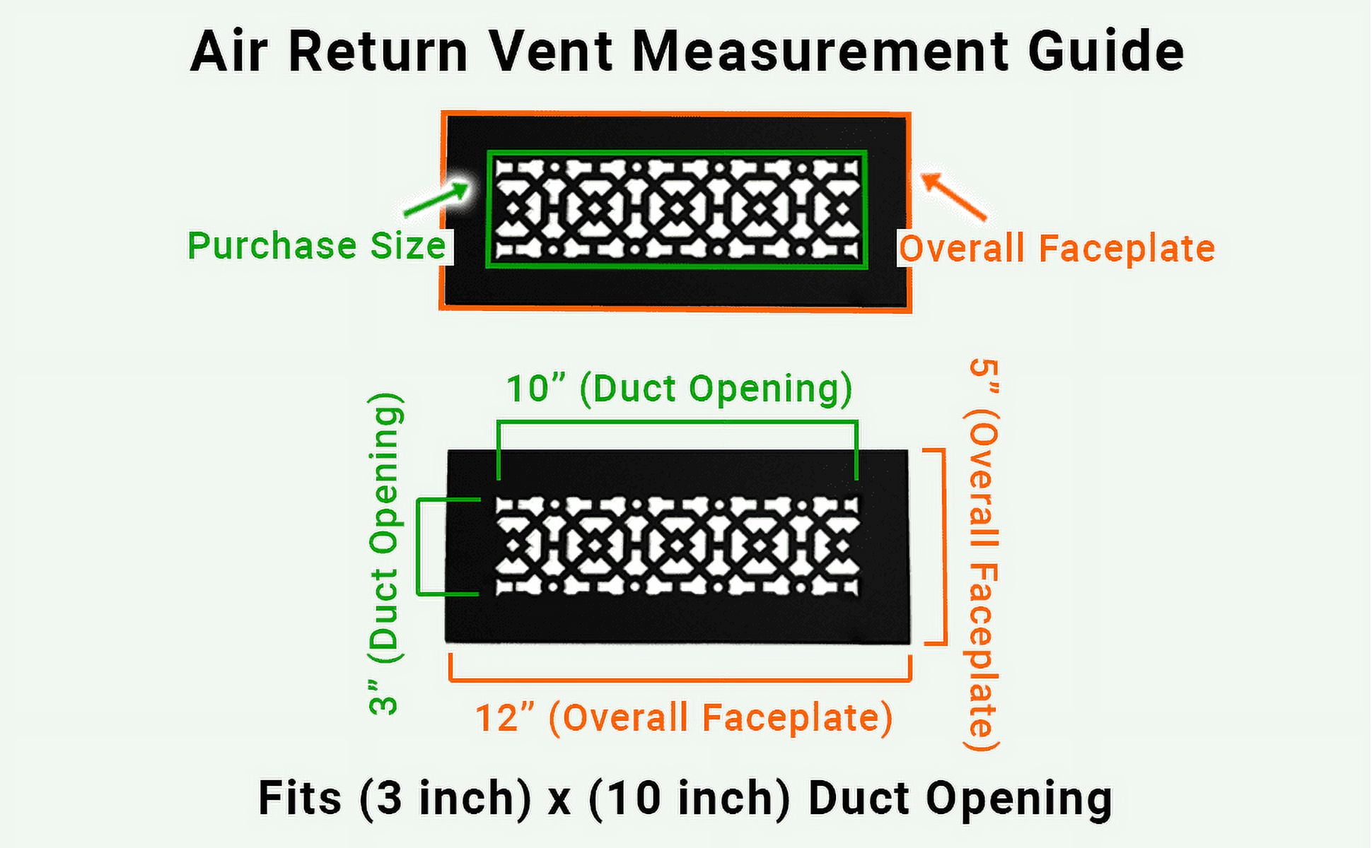 Achtek Air Return 3"x10" (Overall Size 5"x12") | Cast Aluminum Air Grille | HVAC Duct Cover for Home Ventilation