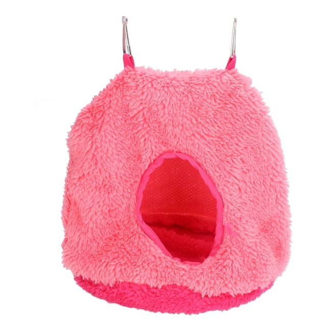 Hamaca de felpa para loros de invierno, acogedora casa nido colgante para pájaros domésticos (rosa)
