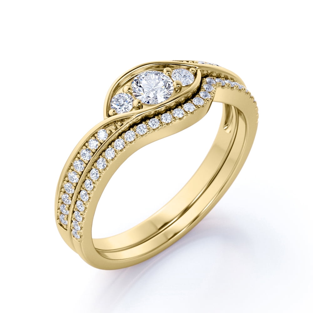 JeenMata Past Present Future .90 Carat Round Cut Real Diamond