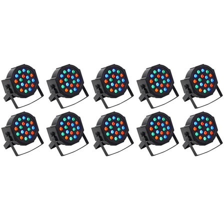 (10) Rockville RockPAR50 LED RGB Compact Par Can DJ/Club DMX Wash Lights