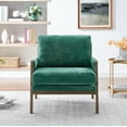 thumbnail image 2 of Knubmt Velvet Upholstered Armchair Accent Chair with Wood Frame, Mid Century Modern Club Chair for Living Room, Office, Bedroom, Green, 2 of 5
