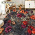 1PC Vintage Floral Area Rug With Soft Texture, Deep Red Purple Orange ...